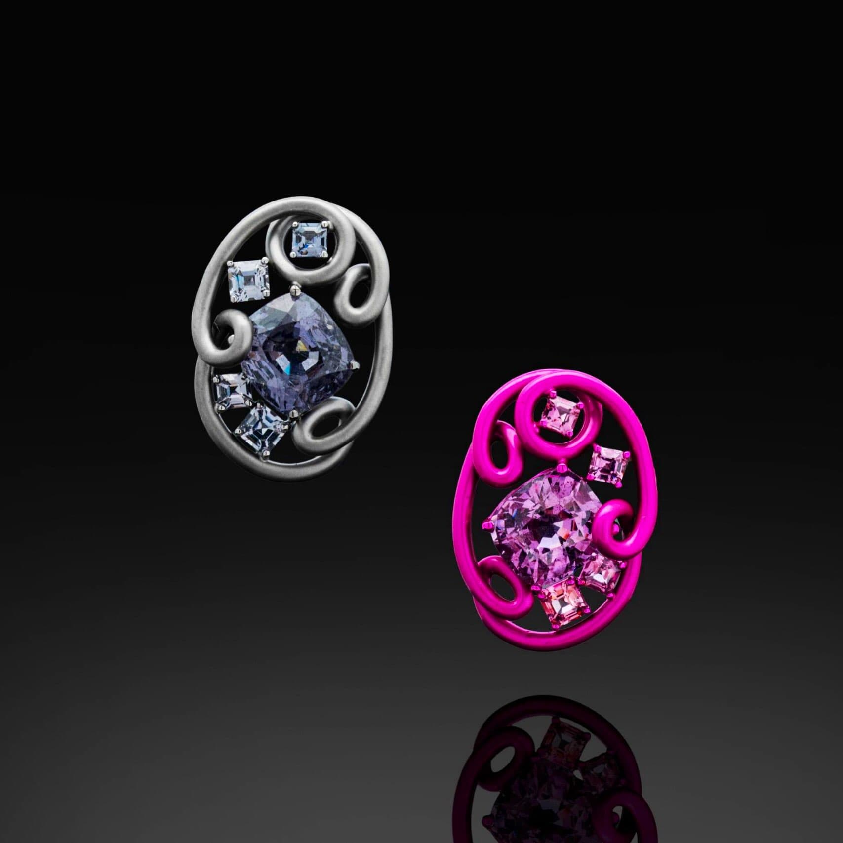 Silver and Pink Tourmaline Ring with Accent Stones