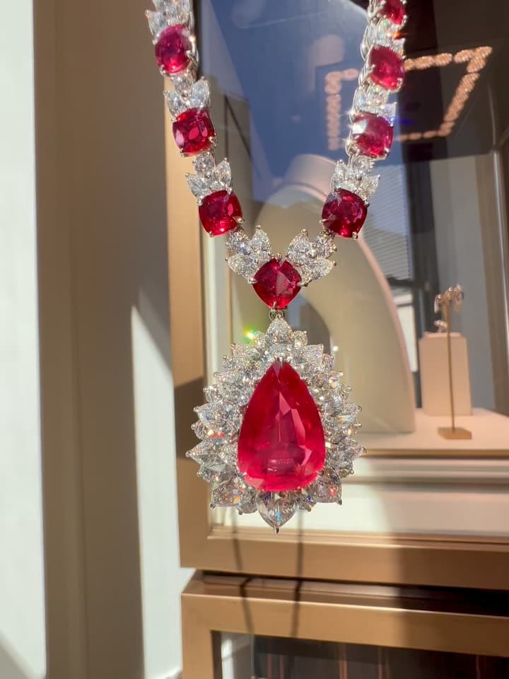 The Scarlet Drop – 15ct Natural Unheated Mozambique Ruby Necklace