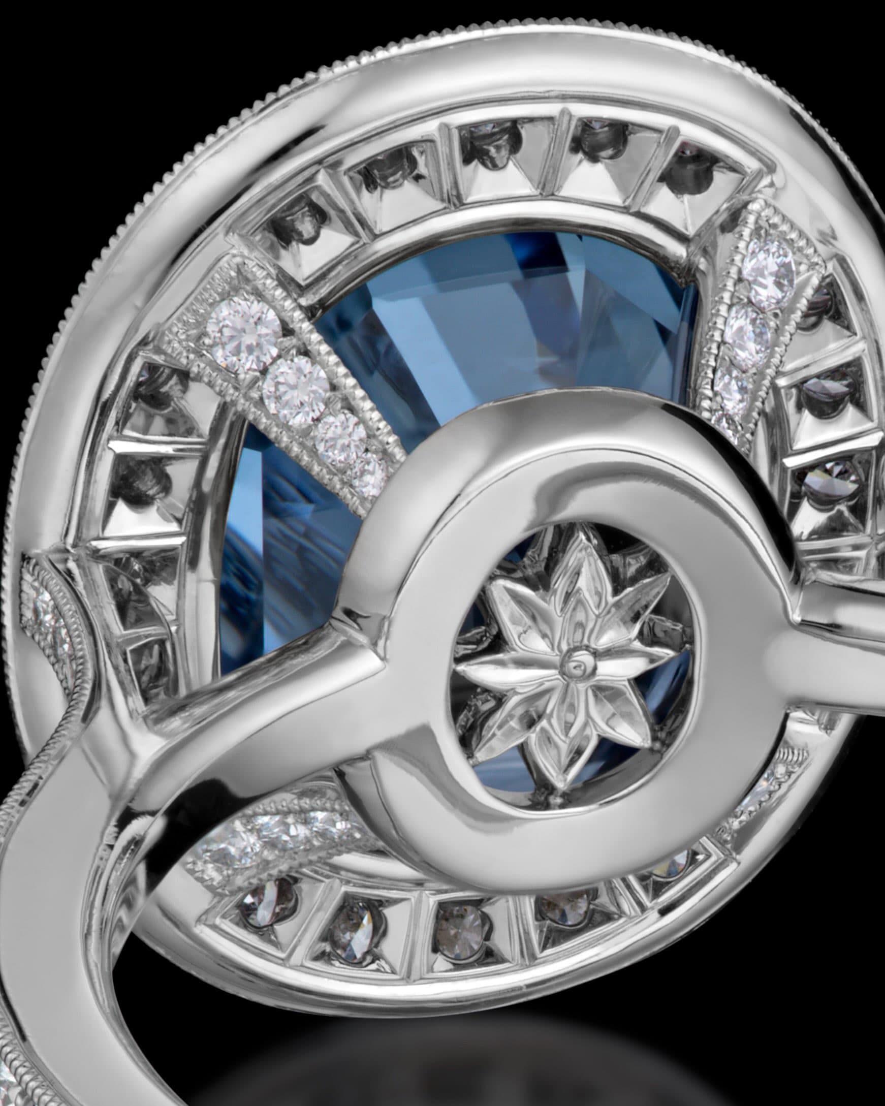 White Gold Sapphire and Diamond Ring