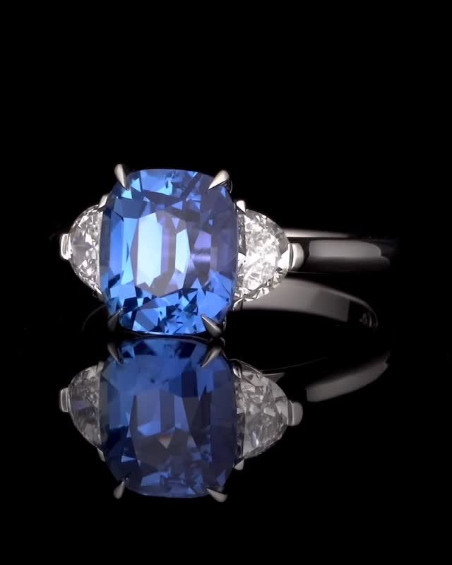 Blue Sapphire and Diamond Ring