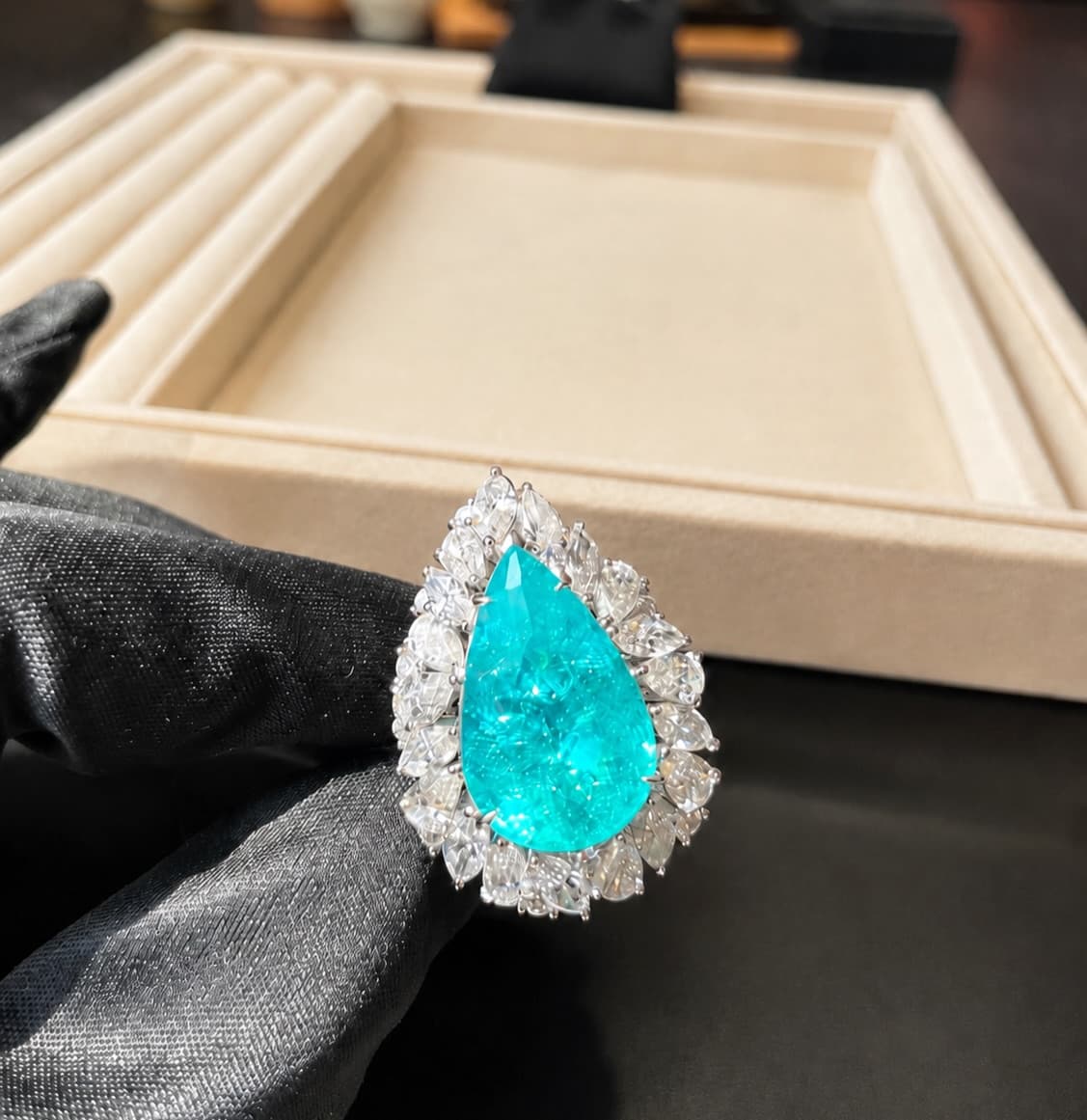 Paraiba Tourmaline Diamond Ring