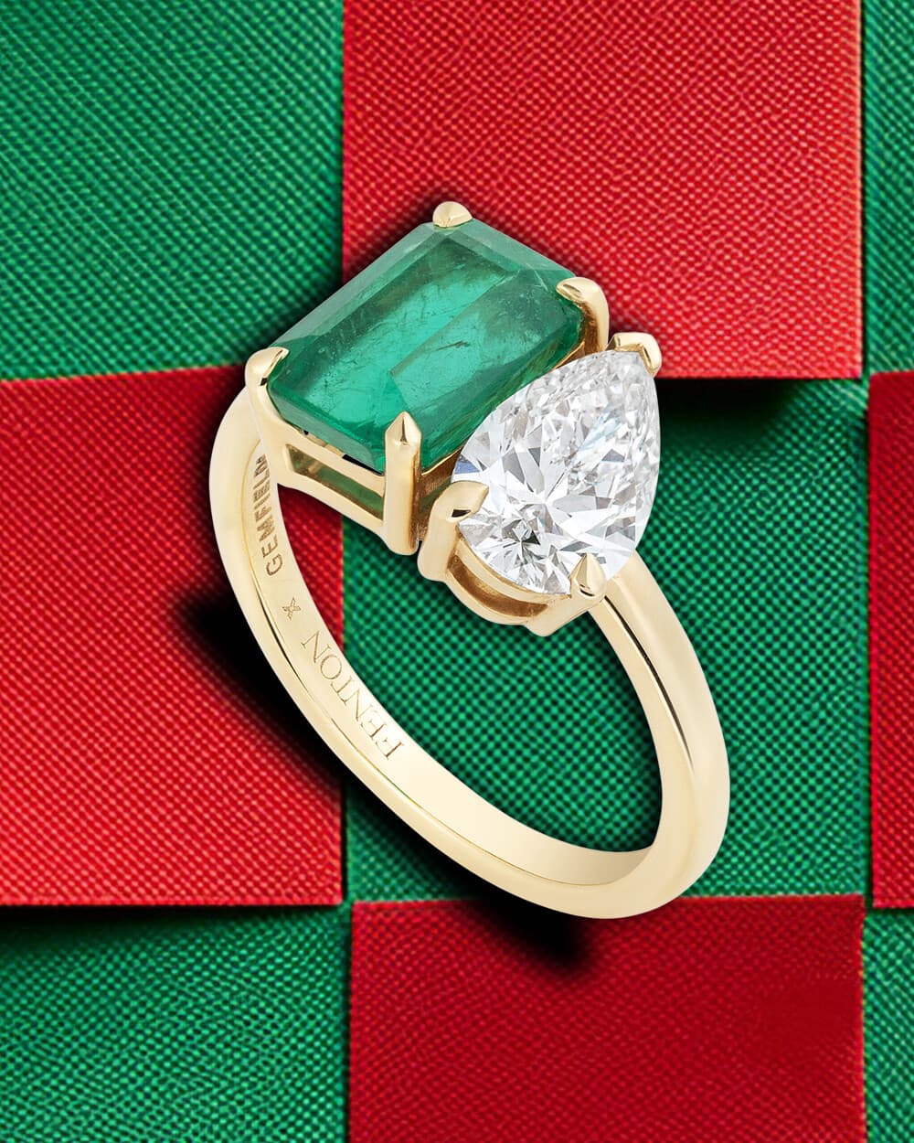 Fenton x Gemfields Toi et Moi Ring – Yellow Gold Zambian Emerald & Diamond