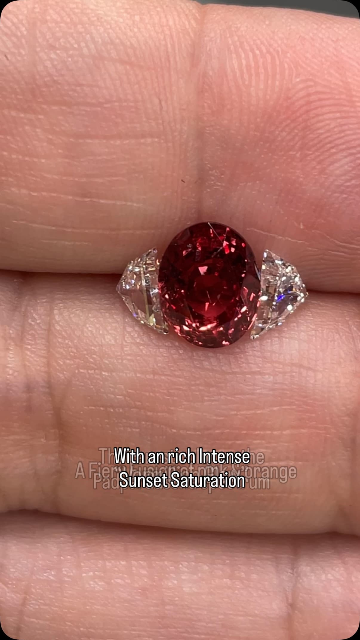 Padparadscha Sapphire Ring with Diamond Accents