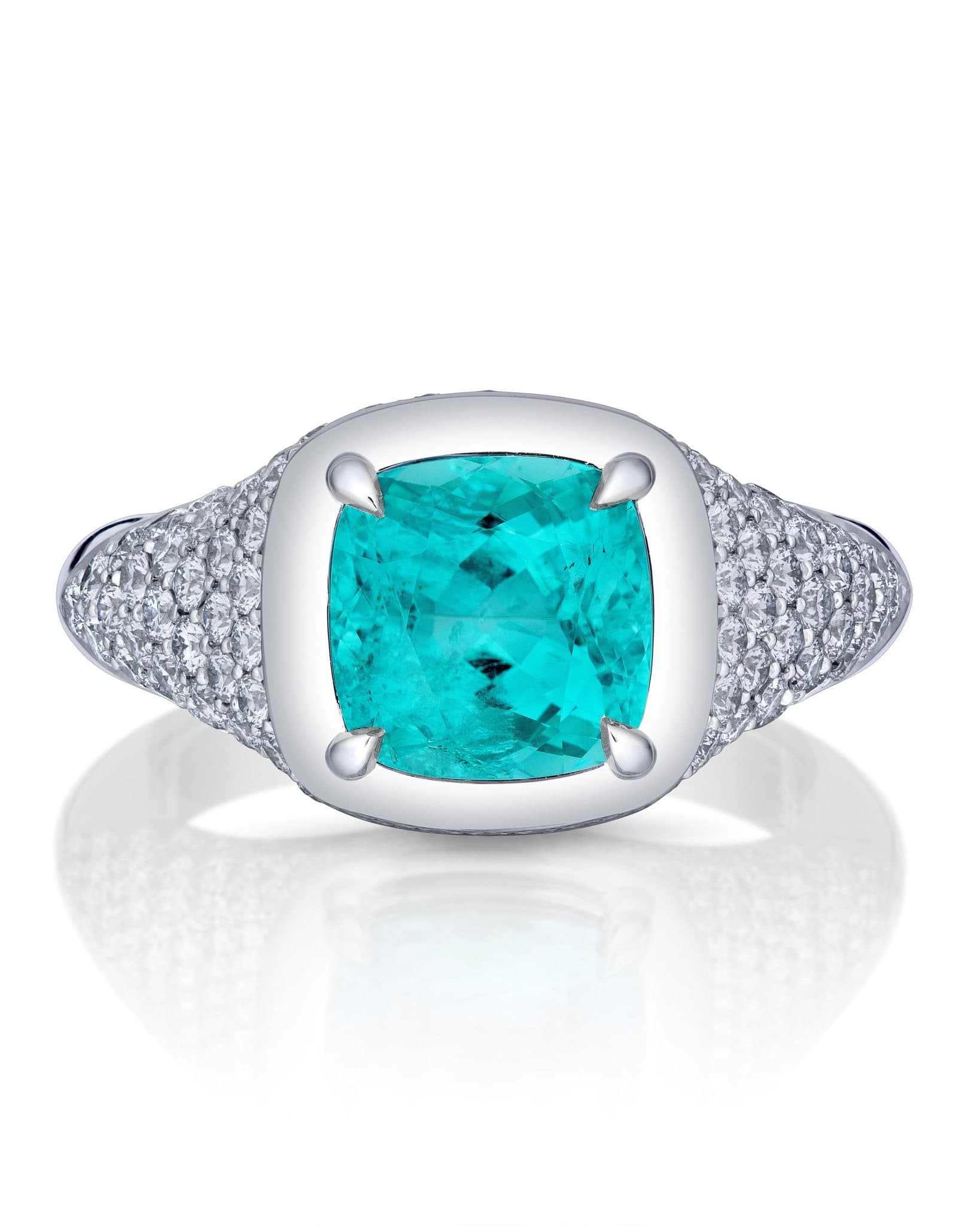 Platinum Paraíba Type Tourmaline Diamond Ring