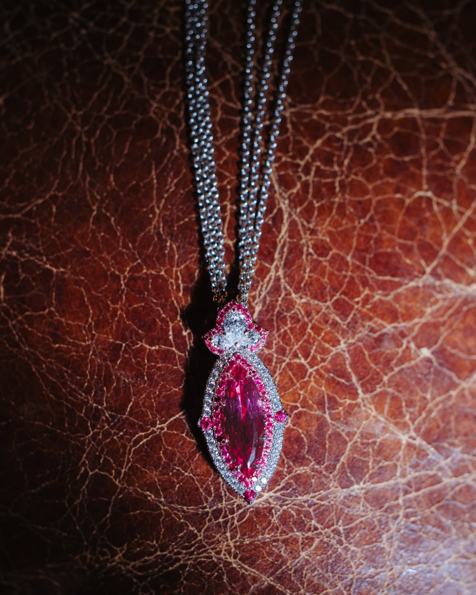 Imperial Topaz and Diamond Pendant Necklace